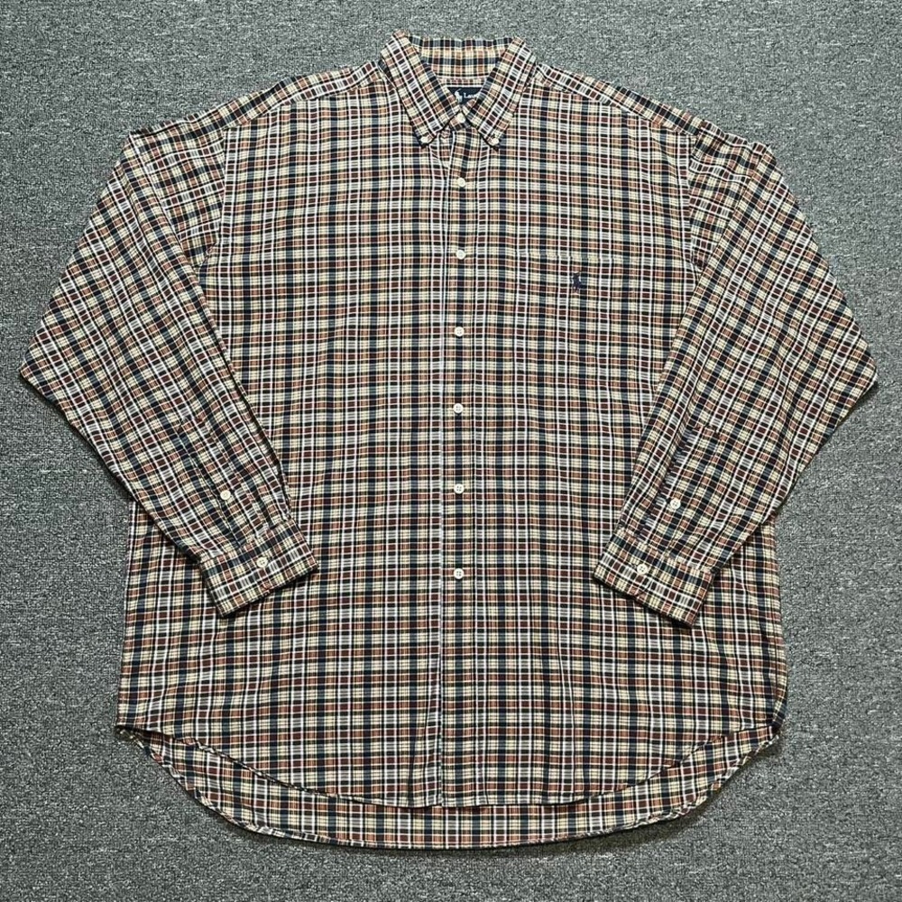 Ralph Lauren Blaire Multicolor Plaid Button Down Shirt 100% Cotton Size XL